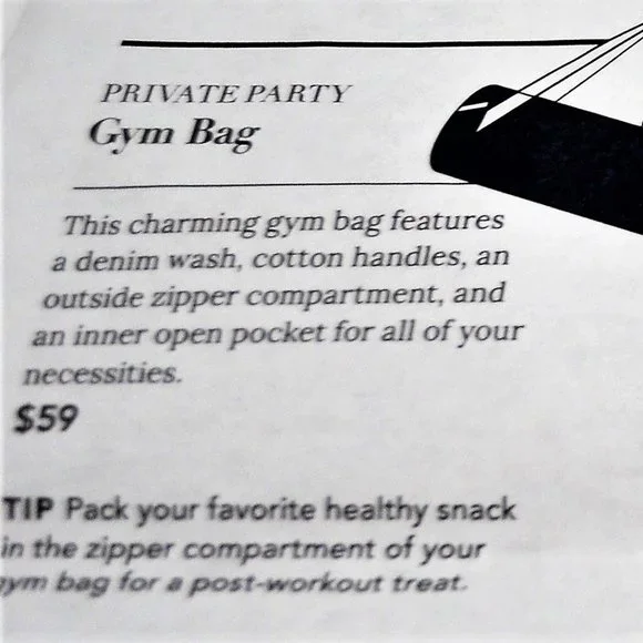 NWOT Private Party "Will Workout for Cupcakes" Denim Gym Bag - Picture 10 of 10